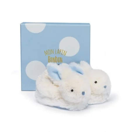 Lapin Bonbon - Chausson Doudou Et Compagnie Avec Hochet Bleu 3 Lapin Bonbon - Chausson Doudou Et Compagnie Avec Hochet Bleu
