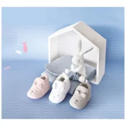 Chaussons Pour Bébé Gris Doudou Et Compagnie -C Comme Cadeau Soldes chaussons bebe gris 2