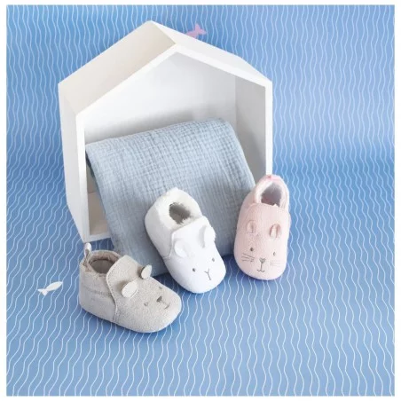 Chaussons Pour Bébé Blanc Doudou Et Compagnie 7 Chaussons Pour Bébé Blanc Doudou Et Compagnie – Image 5