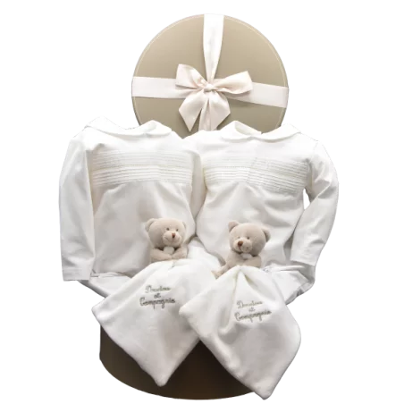 Coffret Cadeau Naissance Jumeaux Blanc Laranjinha 3 Coffret Cadeau Naissance Jumeaux Blanc Laranjinha