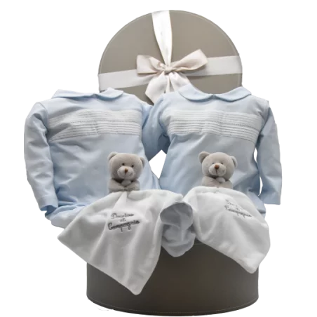 Coffret Cadeau Naissance Jumeaux Bleu Clair Laranjinha 3 Coffret Cadeau Naissance Jumeaux Bleu Clair Laranjinha