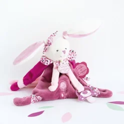 Doudou Et Compagnie - Attache Sucette Lapin Cerise 17 Cm -C Comme Cadeau Soldes doudou et compagnie attache sucette lapin cerise 17 cm 1