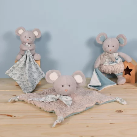 Doudou Plat En Coton Bio - Souris Grise 4 Doudou Plat En Coton Bio - Souris Grise – Image 2
