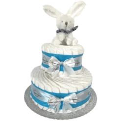 Gâteau De Couches Bleu Et Son Lapin