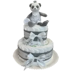 Gâteau De Couches Et Son Panda Gris