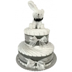 Gâteau De Couches Gris Et Son Lapin