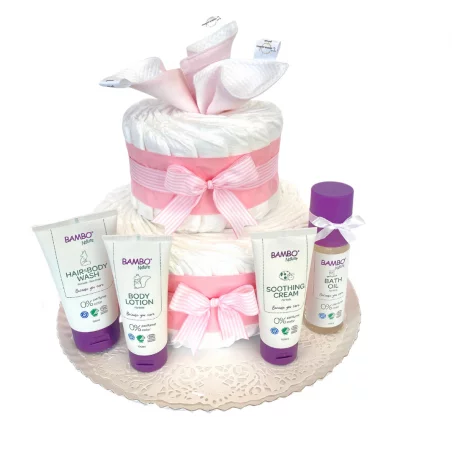 Gâteau De Couches Rose Et Ses Soins De Peau BIO 4 Gâteau De Couches Rose Et Ses Soins De Peau BIO – Image 2