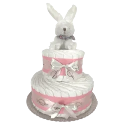 Gâteau De Couches Rose Et Son Lapin