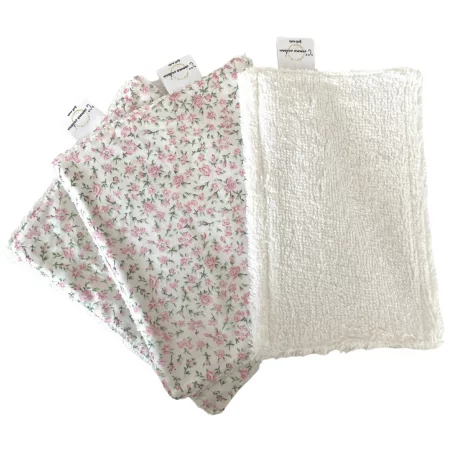 Lot De 4 Lingettes Réutilisables Petites Roses 4 Lot De 4 Lingettes Réutilisables Petites Roses – Image 2