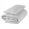 Pack Couette - Housse De Couette - Taie D'Oreiller Gris Lisse 100% Coton Bio Gloop